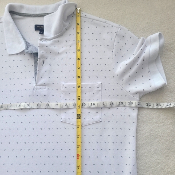 Patprimo | Slim Fit White & Grey Patterned Polo Men’s Medium EUC - Picture 4 of 15